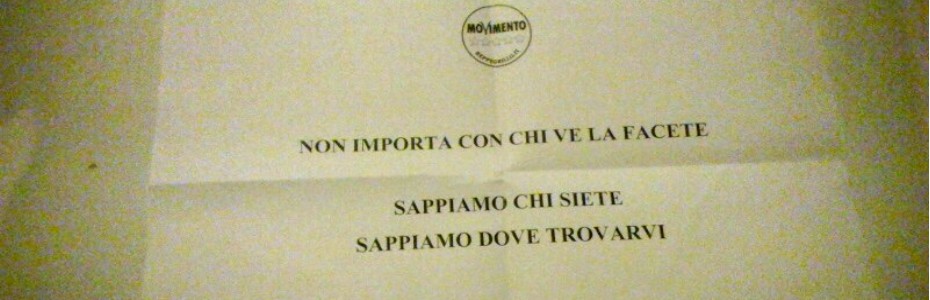 “Non importa con chi ve la facete”: minacce al candidato sindaco M5S di Bronte